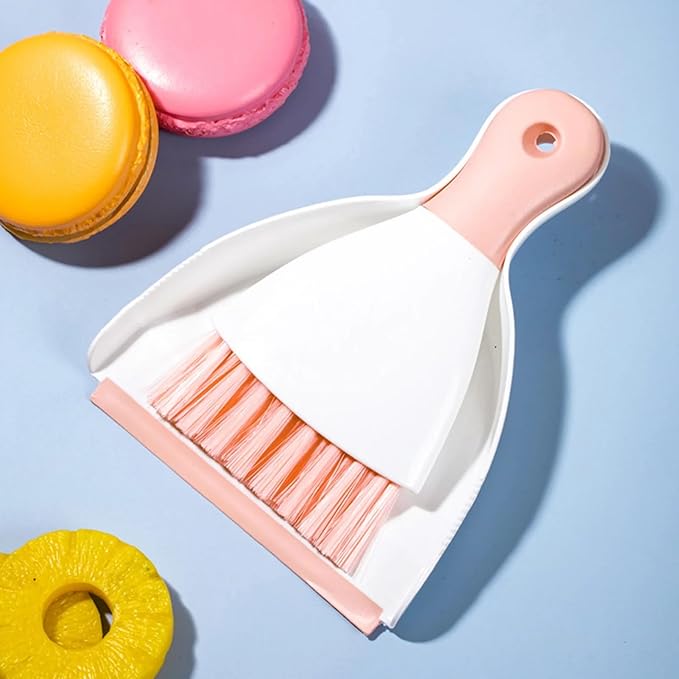 Dust pan Broom Brush Dustpan - Small Broom and Dustpan Set,Mini Broom and Dust pan,Small Dustpan and Brush Set for Home Cleaning, Sofa, Desk, Guinea Pig Cage, Cat Litter etc.（Pink）