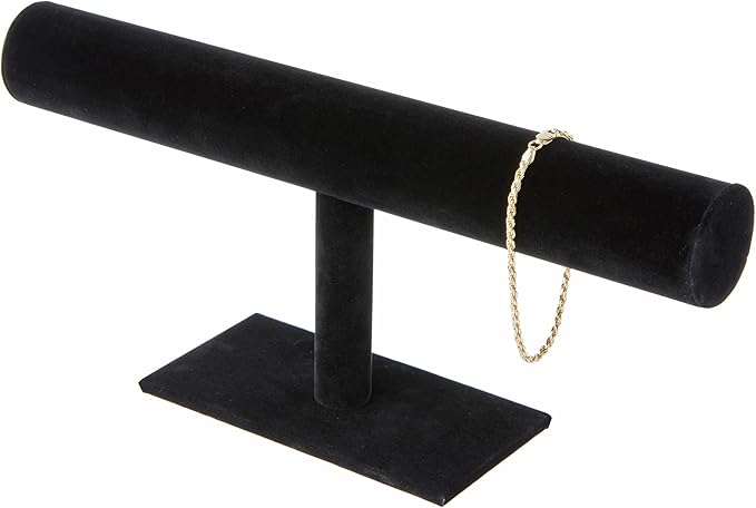 Plymor Black Velvet T-Bar Bracelet Display Stand, 12" W x 5" H (Pack of 6)