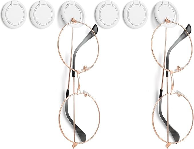 6pcs Adhesive Eyeglasses Holder,180°Folding design,Sunglasses Holder Wall,Eyeglass Holder for Protective Eyewear,Sunglasses Organizer Wall Desk Car Office Home Workshop
