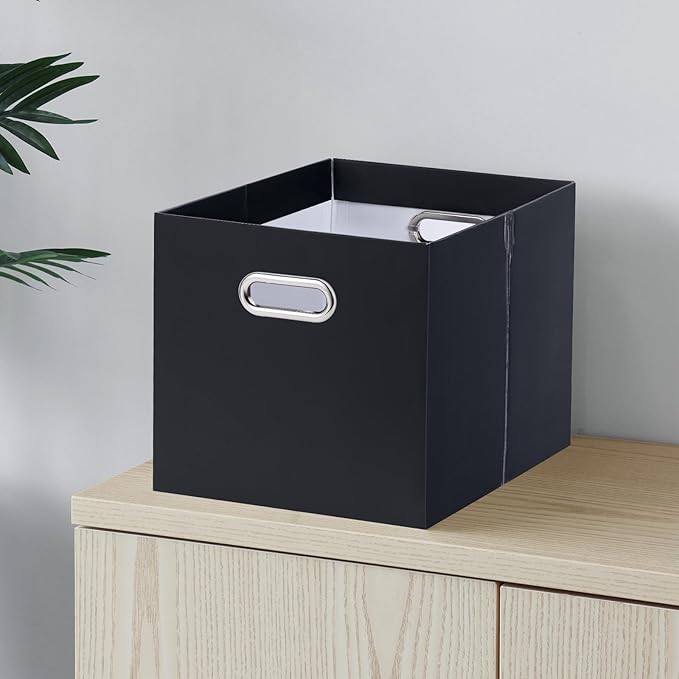 Oterri Cardboard File Organizer Box for Hanging File Folders Letter Size,Large File Box for Computer Desk,File Cabinet,Working Home,Office,Classroom (Black, Letter Size - 2 Packs-Large)