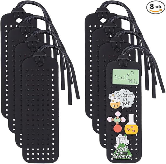 8 Sets Portable Leather Brooch Pin Display Holder, 4.72 x 1.57 Inch Rectangular Black Brooch Pin Storage Holder Enamel Pins Display Organizer With Rope for Jewelry Brooch Pins