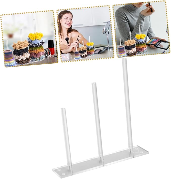 Acrylic Hair Accessories Organizer Rack Stylish Transparent Hair Tie Display Stand for Scrunchies Headbands and Functional Storage for Vanity and Bathroom