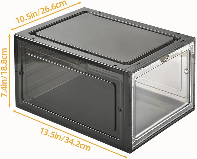Hat Organizer Box,Stackable Clear Baseball Caps Holder Box Containers with Magnetic Door for Hats Snapback Cap Storage,Clear Hat Storage with Magnetic Door, Holds 40 Hats (black clear, 4 pack)