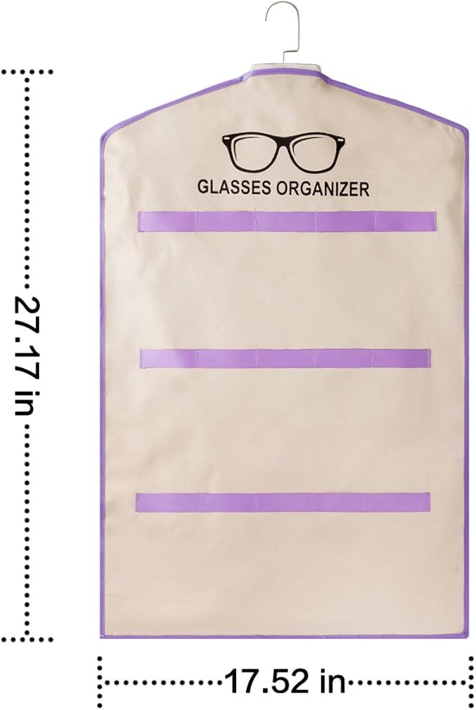 TRIUMPH VISION Hanging Eyeglass Organizer Spectacle Holder Stand 15slots, Eyeglass Case Wall Organizer Portable Eyewear Tray Multiple Eyeglasses Storage Cloth Glasss Rack Wall Mount