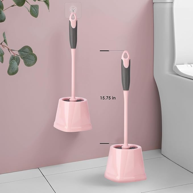 Toilet Brush, 2 Pack Toilet Scrubber Brush and Holder Set Bathroom Accessories, 14 Pcs Bathroom Cleaning Kit, Pink Toilet Bowl Brush and Holder with 5 Brush for Bathroom Bathtub Washbasin