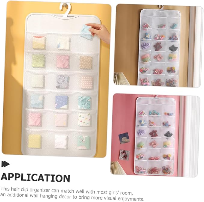 Luxshiny Hanging Accessory Organizer Wall Hanging Hair Clasp Headwear Storage Holder Jewelry Display Organizer White