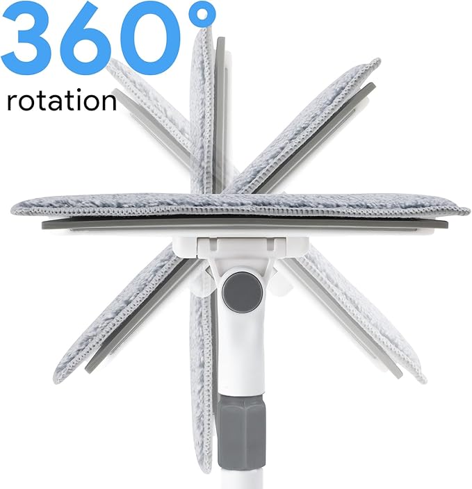 Baseboard Cleaner Tool with Handle, DELUX Baseboard Cleaner with Extendable Long Handle, 4 Reusable Cleaning Pads Wall Cleaner for Baseboards Cleaning, Ceiling, Wall, Floor, Shower Bathroom Kitchen