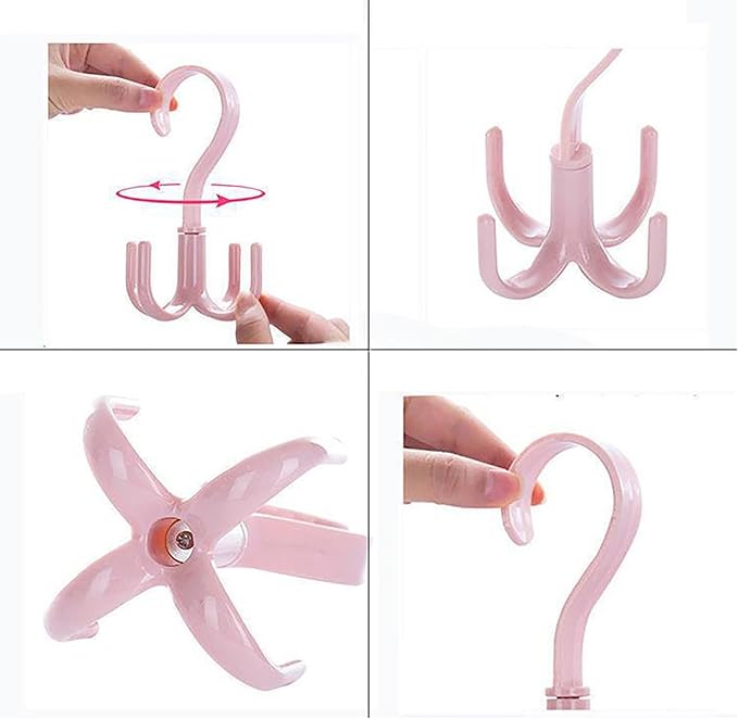 Rotatable 4 Claw Hanger, 8 Pcs Thickened Strong Load Storage Hook for Bra Tank Top Scarf Hat in Closet Organizer