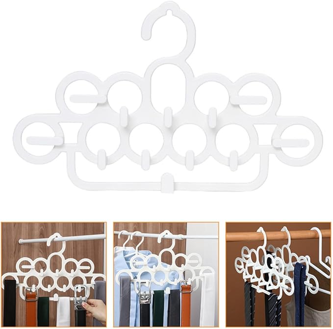 BESPORTBLE 2pcs Multifunctional Plastic Tie Hanger and Scarf Rack, Wardrobe Belt Organizer Hooks for Closet Storage and Clothing Accessory Management