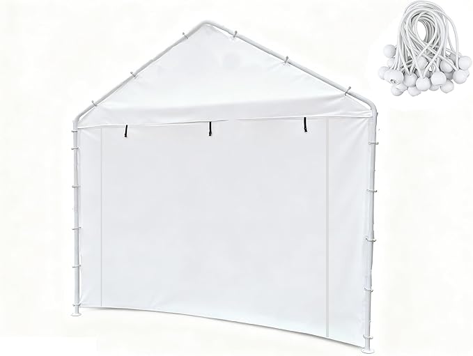 Rutile 10x20 Carport Replacement Sidewall, 180G PE Waterproof & UV Protected Sidewall Cover (White, Front/Back Panel)