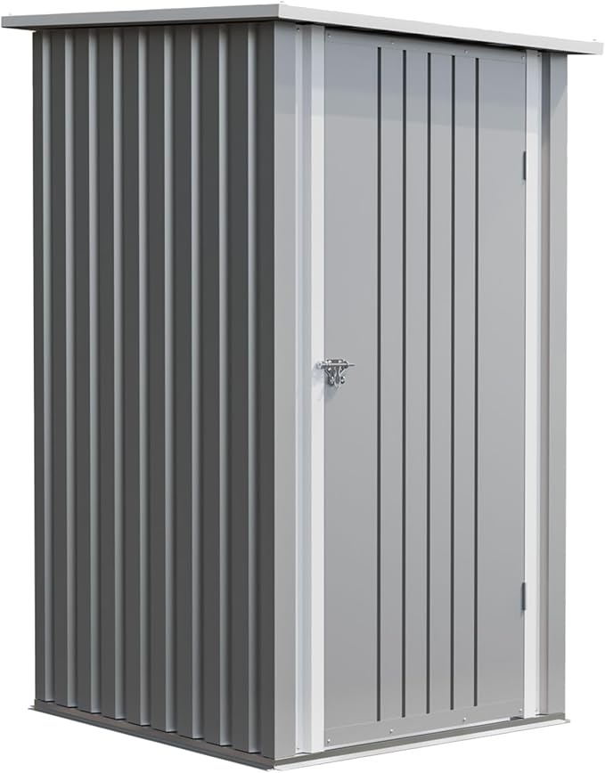 Patiowell 3x3 FT Storage Shed, Outdoor Metal Small Sheds with Lockable Door and Sloping Roof, Waterproof Outside Utility Garden Tool Shed for Patio Lawn Backyard, Gray
