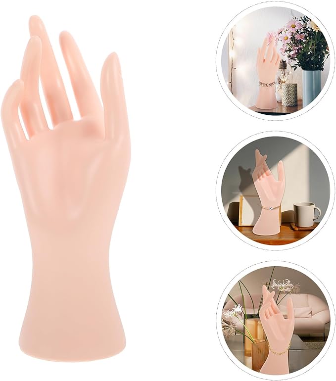 Hand Model Display Stand for Jewelry Collection Decorative Bracelet and Ring Storage Holder Skin Tone Mannequin Hand Stable Tabletop Organizer for Accessories