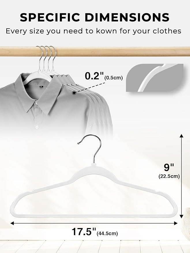 SMARTOR Plastic Hangers 50 Pack - Thin Clothes Hangers Heavy Duty | Durable | Lightweight | Space Saving | Slim | Flexible - Dorm Room Essentials for College Students - White