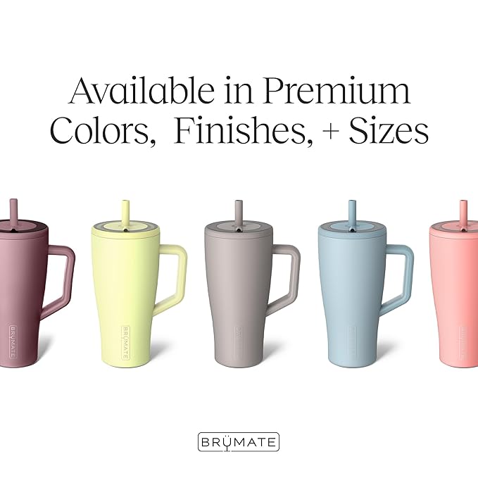 BrüMate Era 30 oz Tumbler with Handle and Straw | 100% Leakproof Insulated Water Bottle Tumbler with Lid and Flexible SoftSip Straw | Made of Stainless Steel | Cup Holder Friendly | 30oz (Kiwi)