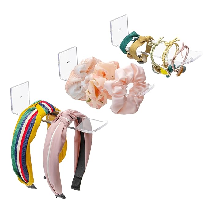 Bigfety Acrylic Headband Holder Wall, 3 Pack Clear Hanging Headband Organizer Storage for Girls Women