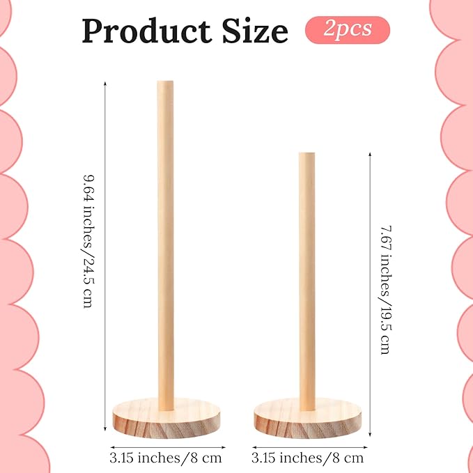 2 Pcs Scrunchie Holder Stand Hair Tie Organizer Vertical 15-20 Scrunchies Hairs Accessories Organizer Display Scrunchy Wood Hair Tie Holder Storage for Women Bathroom Bedroom Decor