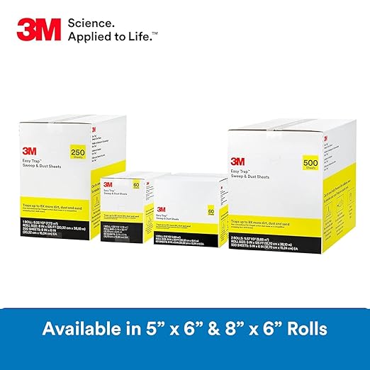 3M Easy Trap Sweep and Dust Sheets, 1 Roll of 60 8" x 6" Sheets, Disposable Easy Sweep Floor Duster, Picks Up 8x More Dirt, Dust, Sand, Hair, Works on Dry or Wet Surfaces, Hardwood Floors, 59152W