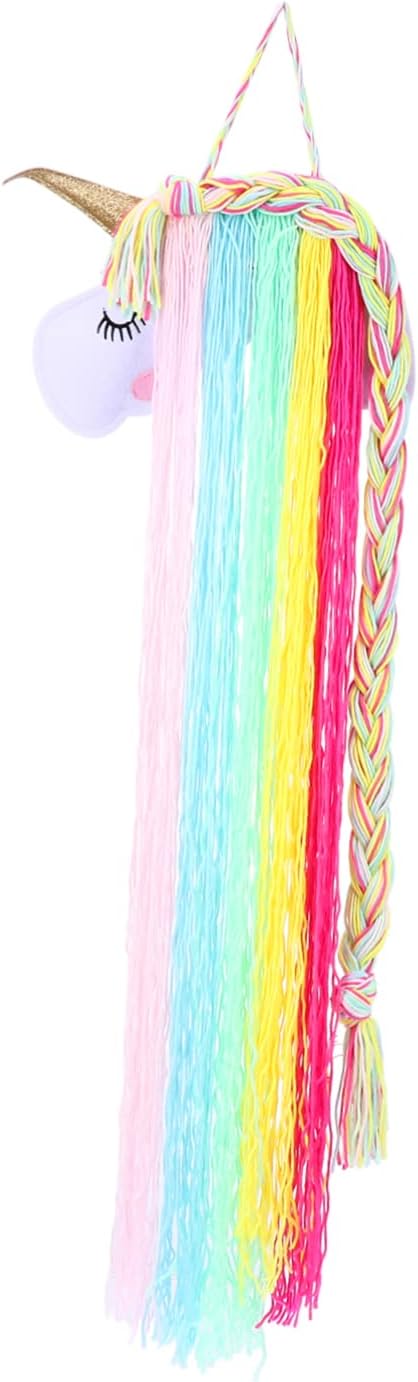 BESTonZON Unicorn Barrette Organizer Hairpin Hair Accessories Organizer Headdress Organizing Holder Hand-woven Pendant Wall Hanging Ornament