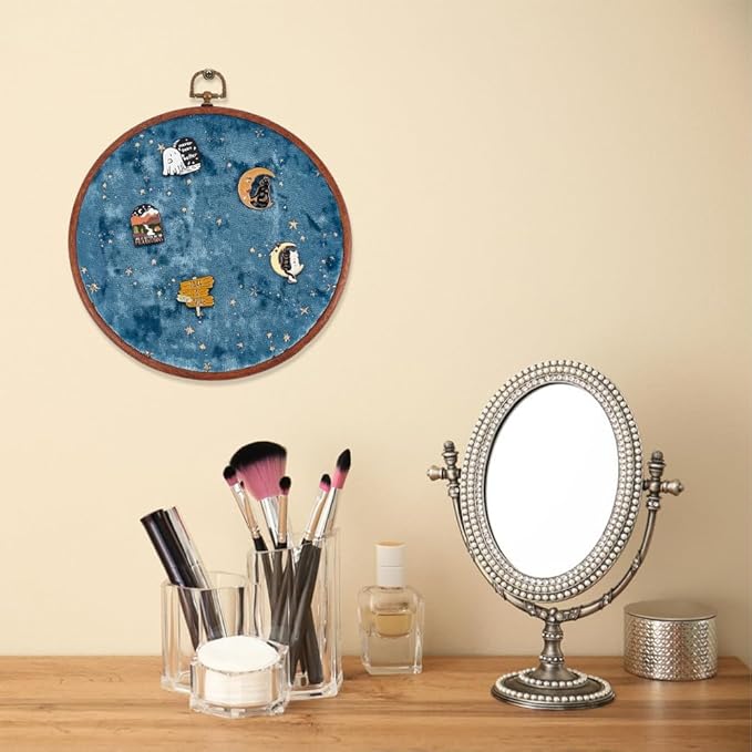 Wall Hanging Brooch Round Pin Board Enamel Pin Display Holder Jewelry Badge Display Collection Board Brooch Round Pin Display Stand for Stud Earring Collectibles Display Wall Decor Blue