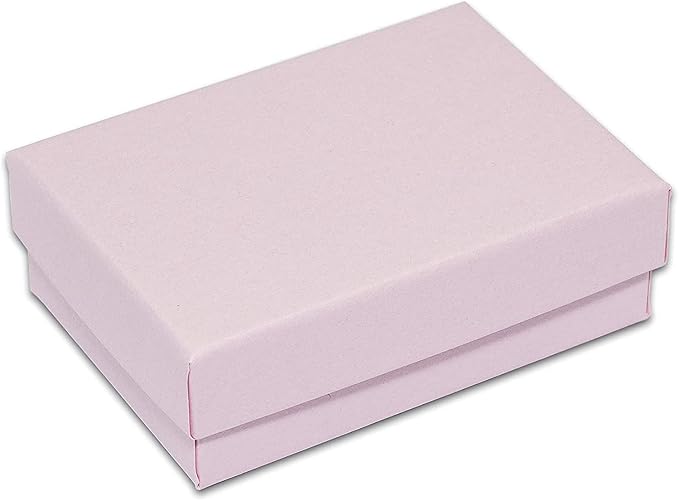 12 Pack Pink Cotton Filled Color Paper Cardboard Jewelry Box for Necklace, Ring, Earring, Pendant, Pocket Watch, Body Jewelry. Size-3 1/16" x 2 1/8" x 1" - by R J Displays