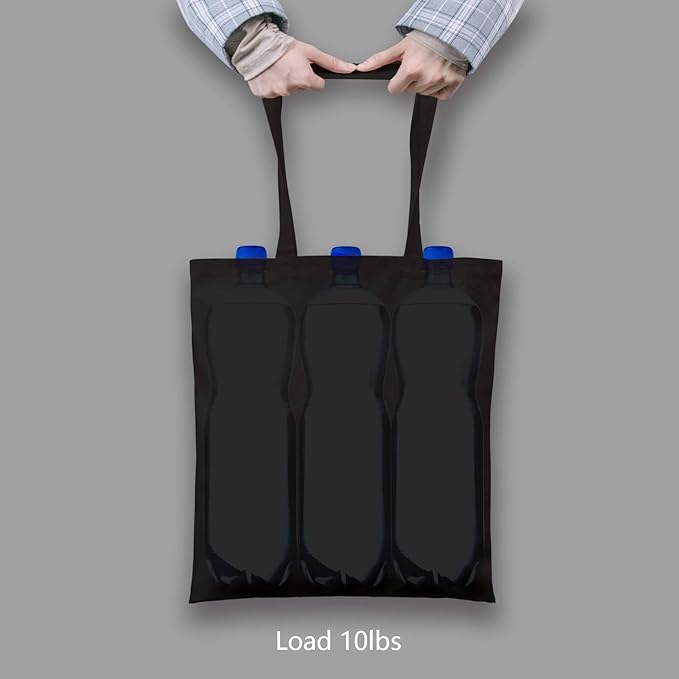 TOPDesign 24-Pack Economical 16"x15" Black Cotton Tote Bag, Lightweight Medium Reusable Grocery Shopping Cloth Bags, Suitable for DIY, Advertising, Promotion, Gift, Activity