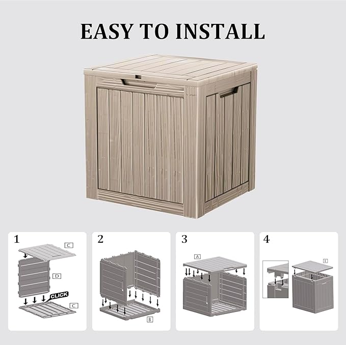 Outdoor Storage Deck Box Waterproof,50 Gallon Lockable Patio Package Delivery Bin as Seat, Resin Storage Container Bench for Furniture Cushions, Pool Accessories, Garden Tools, Grey