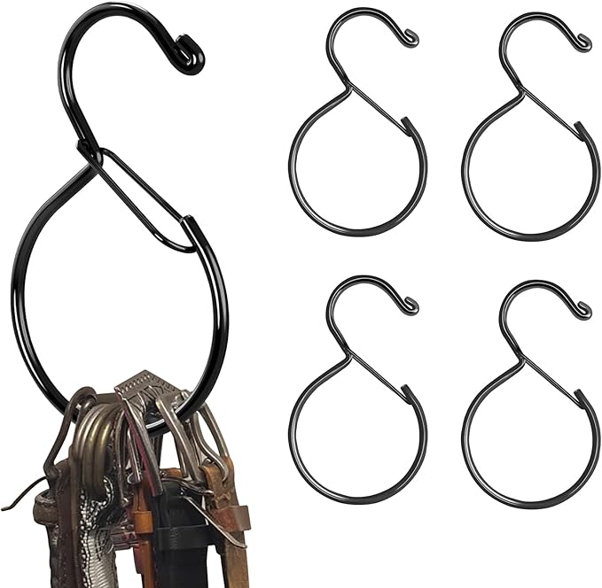 4 PCS Metal Belt Hanger, Black Iron Multipurpose Closet Hangers, Space Saving Belt Organizer for Ties, Scarfs, Baseball Hats, Purses & Accessories