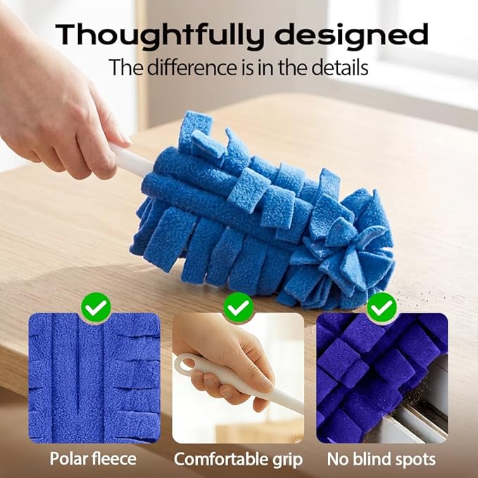 360° Electrostatic Duster Refills, 2026 New Washable & Reusable Microfiber Pads Fleece Duster Refill Compatible Tools for Cleaning Home, Blinds, Car, Pet, Furniture, Fans (Purple)