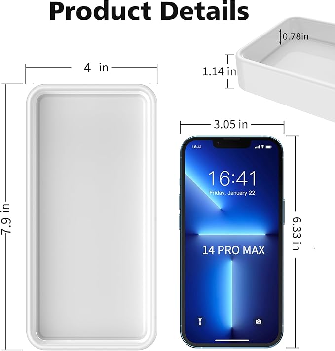 Gurygo 2 Pack 8" Ceramic Vanity Tray - Kitchen Tray for Soap Bottles - Small Rectangular Vanity Tray for Bathroom - Vanity Trays for Bathroom - Kitchen Soap Dispenser Tray,White