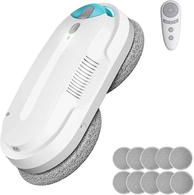 Smart Window Cleaning Robot with bidirectional ultrasonic Spray & 85ml Tank - Automatic Edge Detection, 2400-3200pa Strong Suction, Anti-Drop Protection for Effortless Cleaning