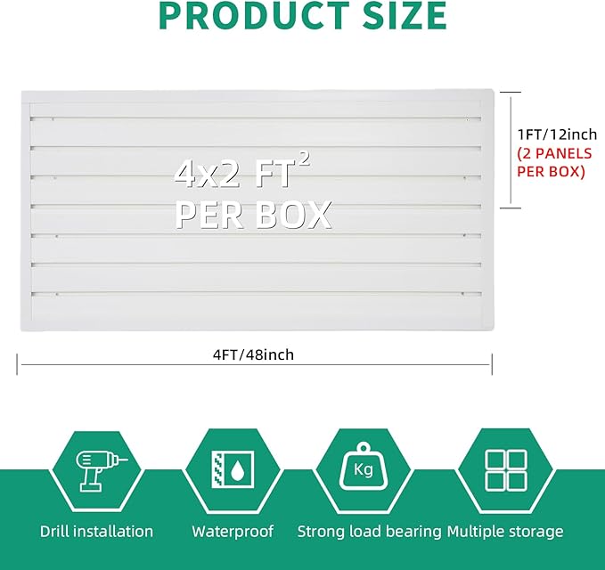 Slatwall Panel 4x2 ft Garage Slat Wall Storage Systems, White Slat Wall Paneling Garage Organizer Storage, Garage Tool Organizer Wall Mount Storage & Organization Products PVC Wall Panels Slat Board