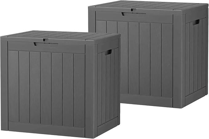 32 Gallon Outdoor Storage Box, Resin Deck Boxes Outdoor Waterproof For Patio Furniture, Garden Tools, Pool Supplies, Lockable And UV Resistant (a Set of 2,Striped Black)