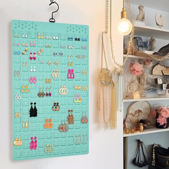 Dual-Sided Hanging Jewelry Organizer Holds Up to 300 Pairs of Earrings and 30 Necklaces (1 Pack)