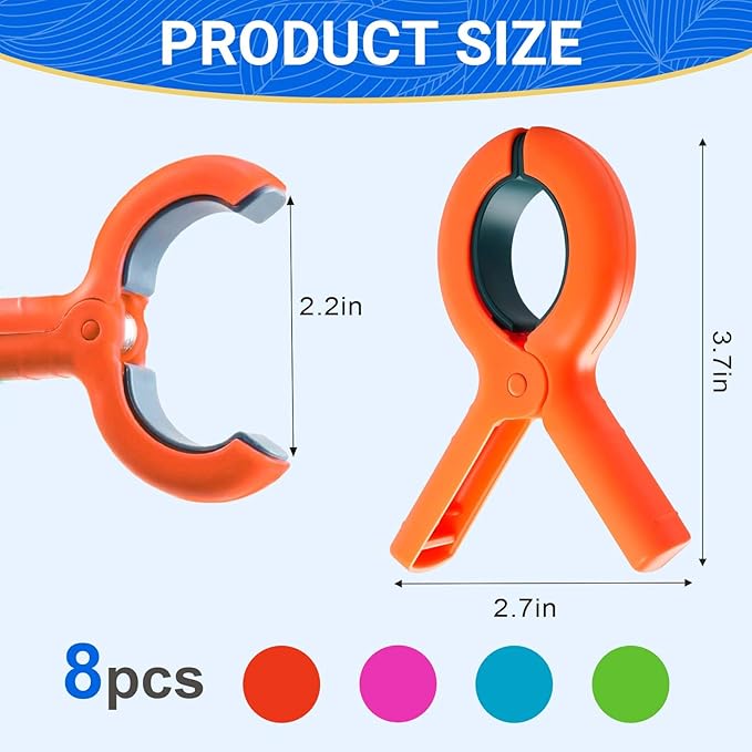 Beach Towel Clips for Beach Chairs, 16 Pcs Towel Holder for Beach Chair Pool Chair on Cruise Essentials, Jumbo Size Heavy Duty Clothes Pins, Beach Chair Clips to Beach Vacation Essentials, 4 Colors