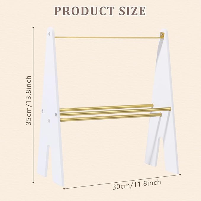 Headband Holder Organizer, Metal Headband Organizer, 2-Tier Hairband Display Stand, Hairhoop Storage Rack for Girls and Women, Gold