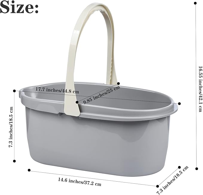 Haundry 4.5 Gallon Cleaning Bucket, Good Grips Household Mop Bucket for Cleaning Supplies, Cleaning Caddy Organizer Basket with Handle, 17.1L, White