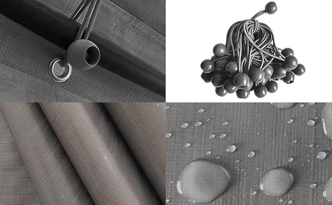 Rutile 10x20 Carport Replacement Sidewall, 180G PE Waterproof & UV Protected Sidewall Cover (Gray, Sidewall Panel w/o Mesh Windows)