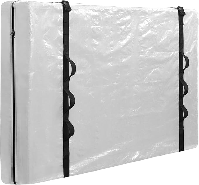 TICONN Mattress Bags for Moving, Heavy Duty Queen Mattress Cover Storage Bag with Full-Around Handle and Adjustable Buckles (Clear, Queen)