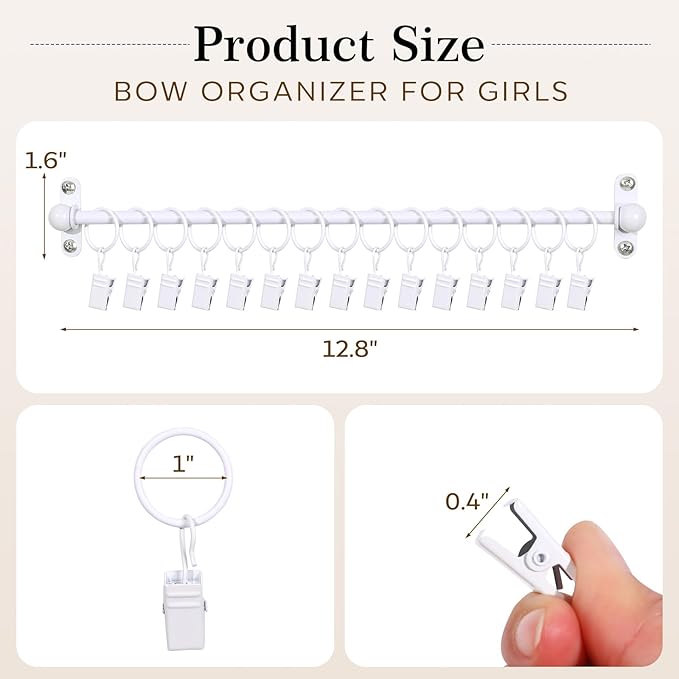 Bow Holder for Girls Hair Bows, Metal Hair Clip Oraganizer for Women Display,Wall Hanging Alligator Clip Hair Accessories Organizer Rack Bedroom College Dorm Decor