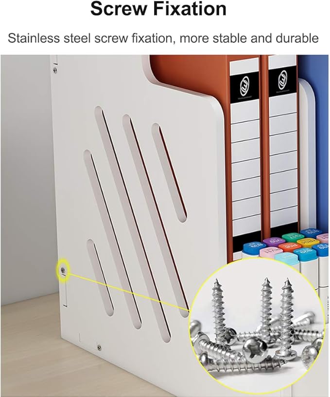 White Desktop Organizer, Multipurpose Desk Document File Tray Organizer Storage Display Shelf Rack for Home Office School(PB07)