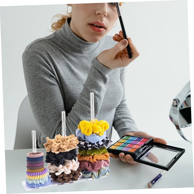 PRETYZOOM Hair Tie Rack Scrunchie Holder Stand Elastic Band Storage Hair Accessories Organizer Acrylic Material