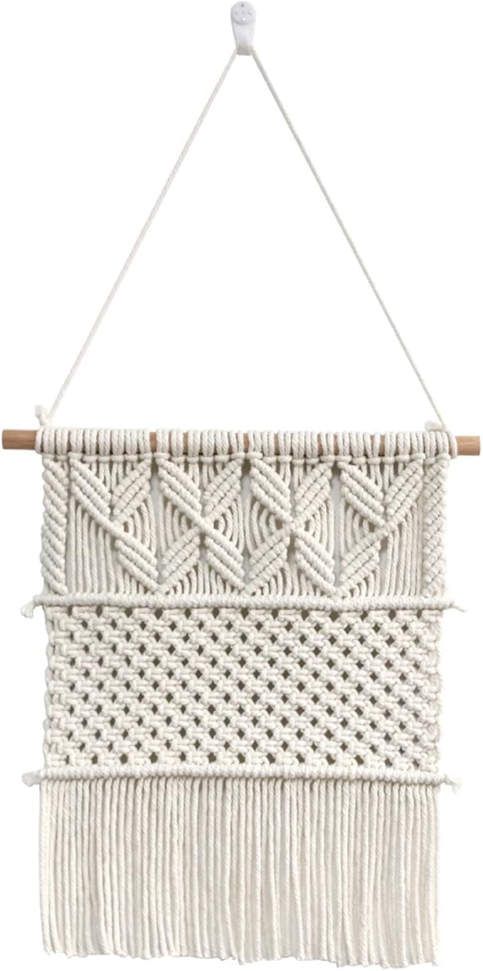 Macrame Jewelry Holder - Wall Hanging Organizer for Necklaces, Earrings, Rings & Bracelets - Cotton Thread