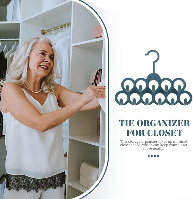 Bathroom Storage Rack Hanging Hook Organizer for Tie and Belt Holder, Multipurpose Closet Accessory Organizer for Home and Kitchen