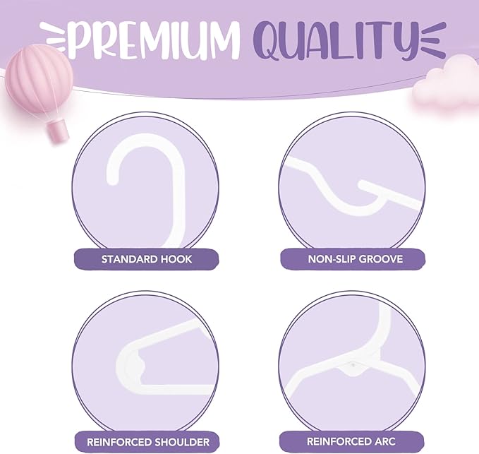 HOUSE DAY Plastic Baby Hangers for Closet 60 Pack, Durable Plastic Kids Hangers for Baby Clothes, Thin & Compact Childrens Hangers, Space Saving White Baby Hanger, Small Hanger for Kids Clothes