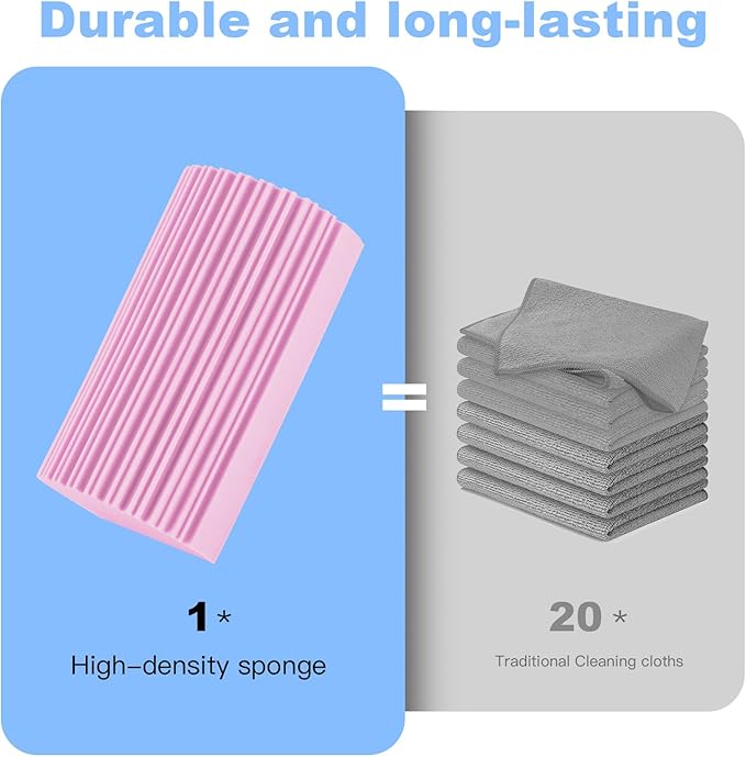 2-Pack Damp Clean Duster Sponge, Magic Sponge Eraser Baseboard Cleaner Tool, Dusters for Cleaning Blinds, Glass, Vents, Railings, Mirrors,Window Track Grooves and Faucets