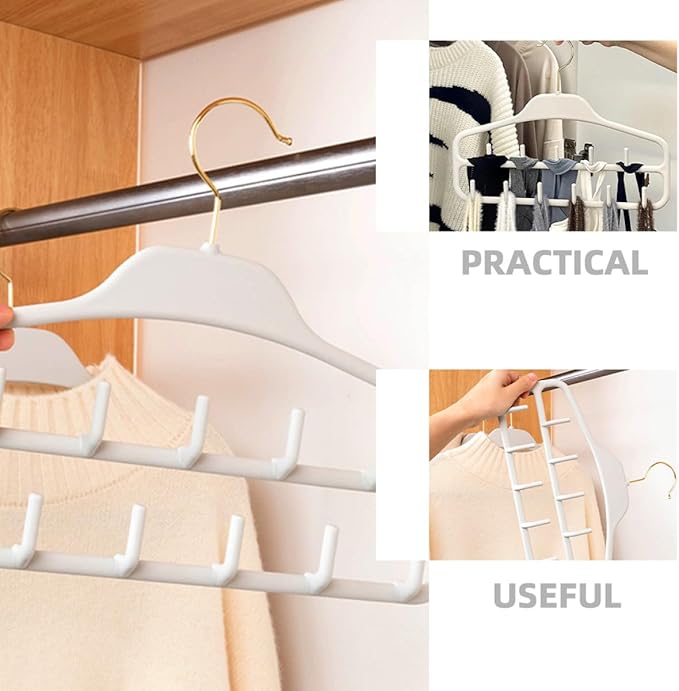 2pcs Belt and Tie Hanger Organizer 11 Hooks, Double-Layer Large Capacity Scarf and Belt Holder for Closet Storage, Light Gray Accessory Organizer for Home