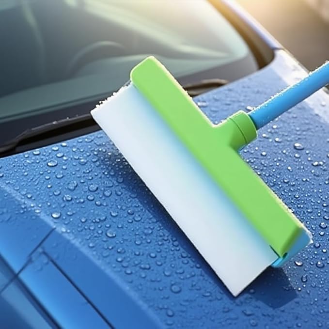 Aqua Blade 3-in-1 Window Cleaning Tool with Raznave Squeegee, Rotatable Rubber Blade, and Microfiber Scrubber – Streak-Free Glass and Mirror Cleaner