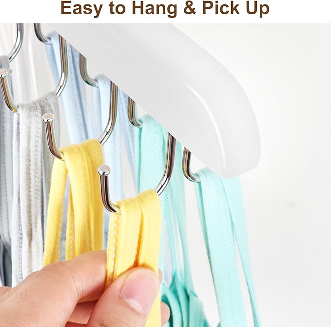 Bra Hanger for Closet, Tank Top Hanger 20 Hooks Capacity Foldable Wood Space Saving Hangers Closet Organizers and Storage for Dorm & Apartment for Tank Top, Bra, Scarf
