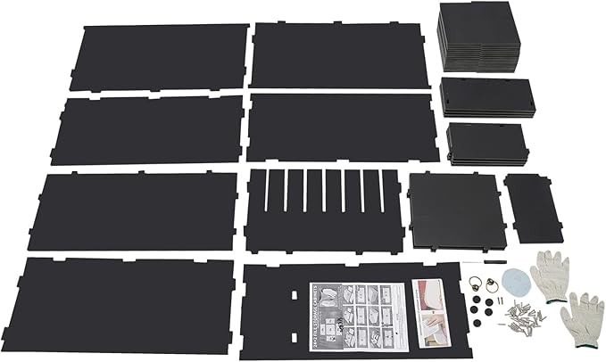 24-Compartment Literature Organizer with 2 Drawers – Adjustable Shelves & Lockable Storage Cabinet, Wall-Mountable Mail Sorter for Office, Classroom, Home (Black)
