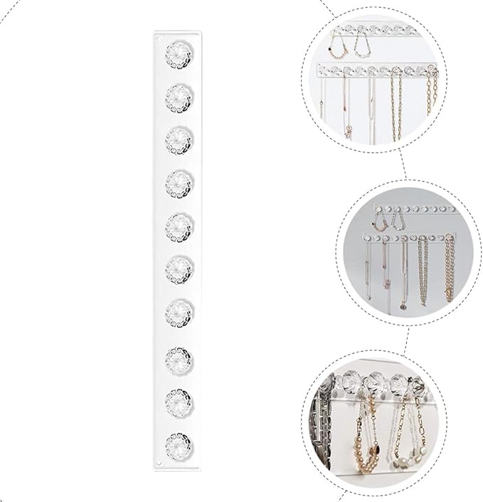 Acrylic Wall-mounted Jewelry Hook and Necklace Holder, Jewelry Storage Organizer Rack for Household Use, Space-saving Accessory Organizer for Necklaces and Bracelets